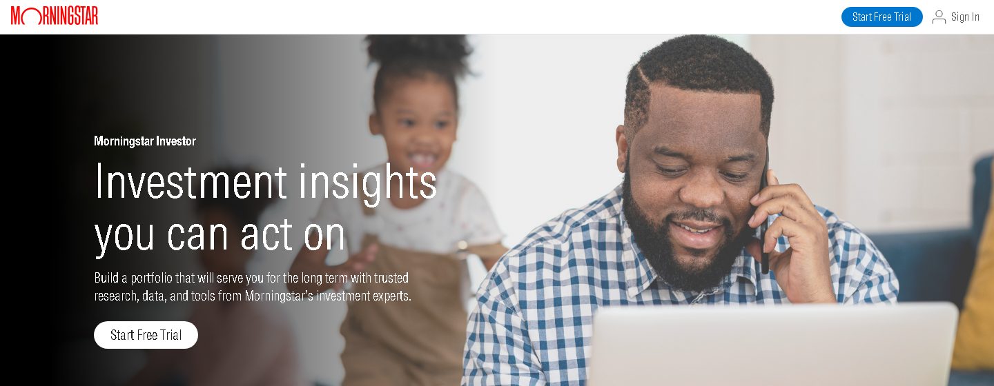 Morningstar Investor's real sign-up page with the Start Free Trial button